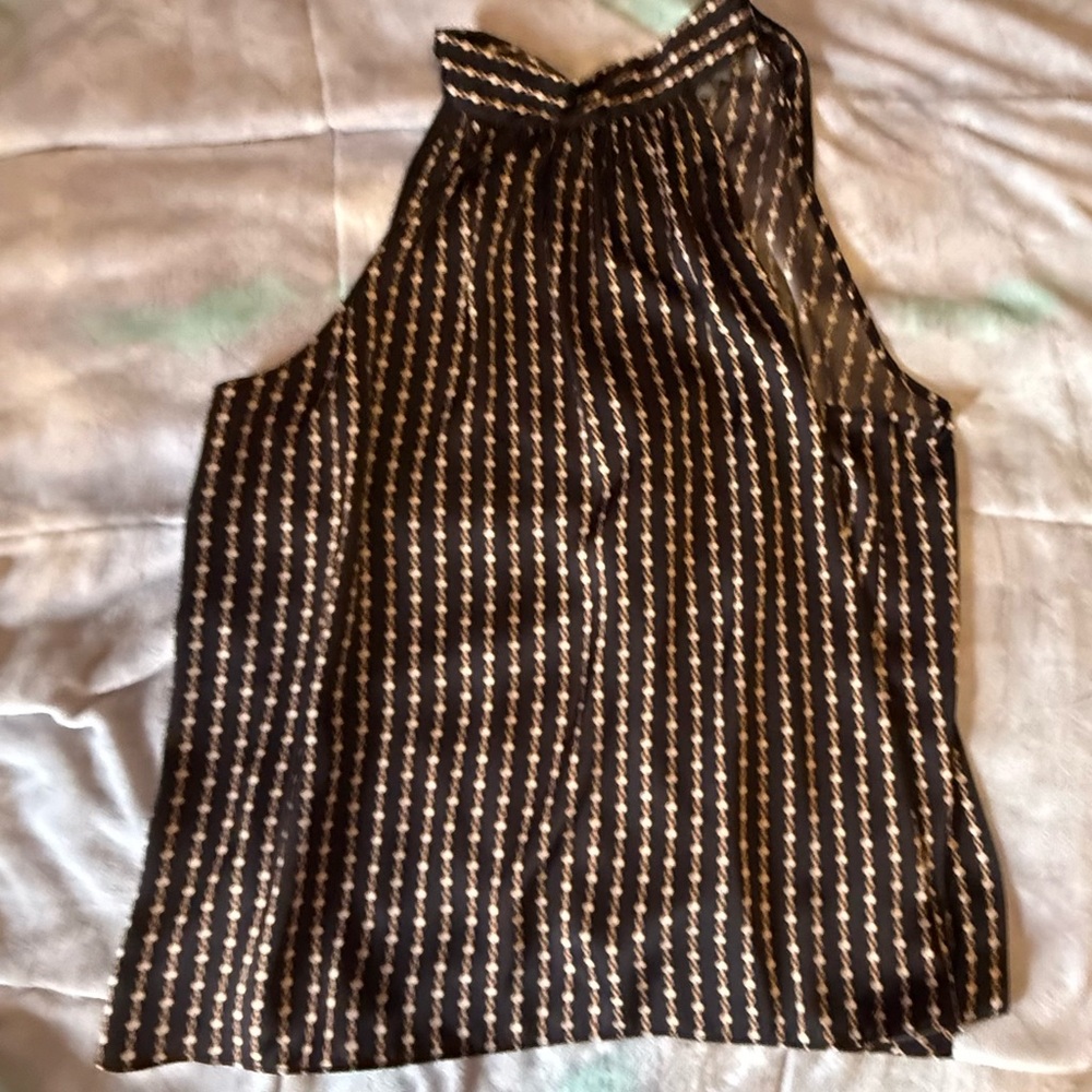 Worthington Black Camisole with Gold Pinstripe Halter Neck